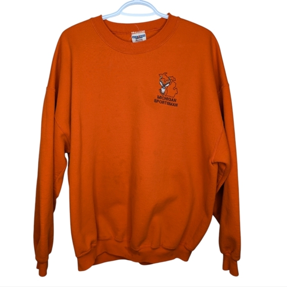 Vintage Jerzees Super Sweats Orange Michigan Sportsman Crewneck Mens 2XG - Picture 1 of 12